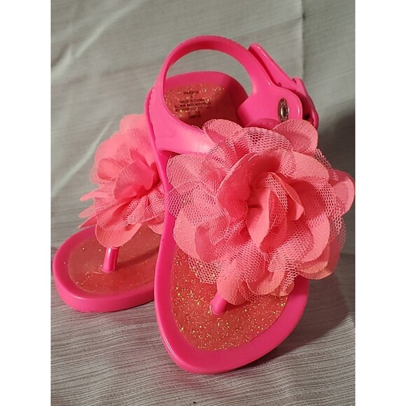 Other - Baby Girl Hot Pink Jelly Sandals W/Flower (Size 3) Spring/Summer/Easter/Beach